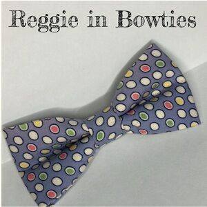 Pet Bowtie in Light Blue with Multi color Polkadot